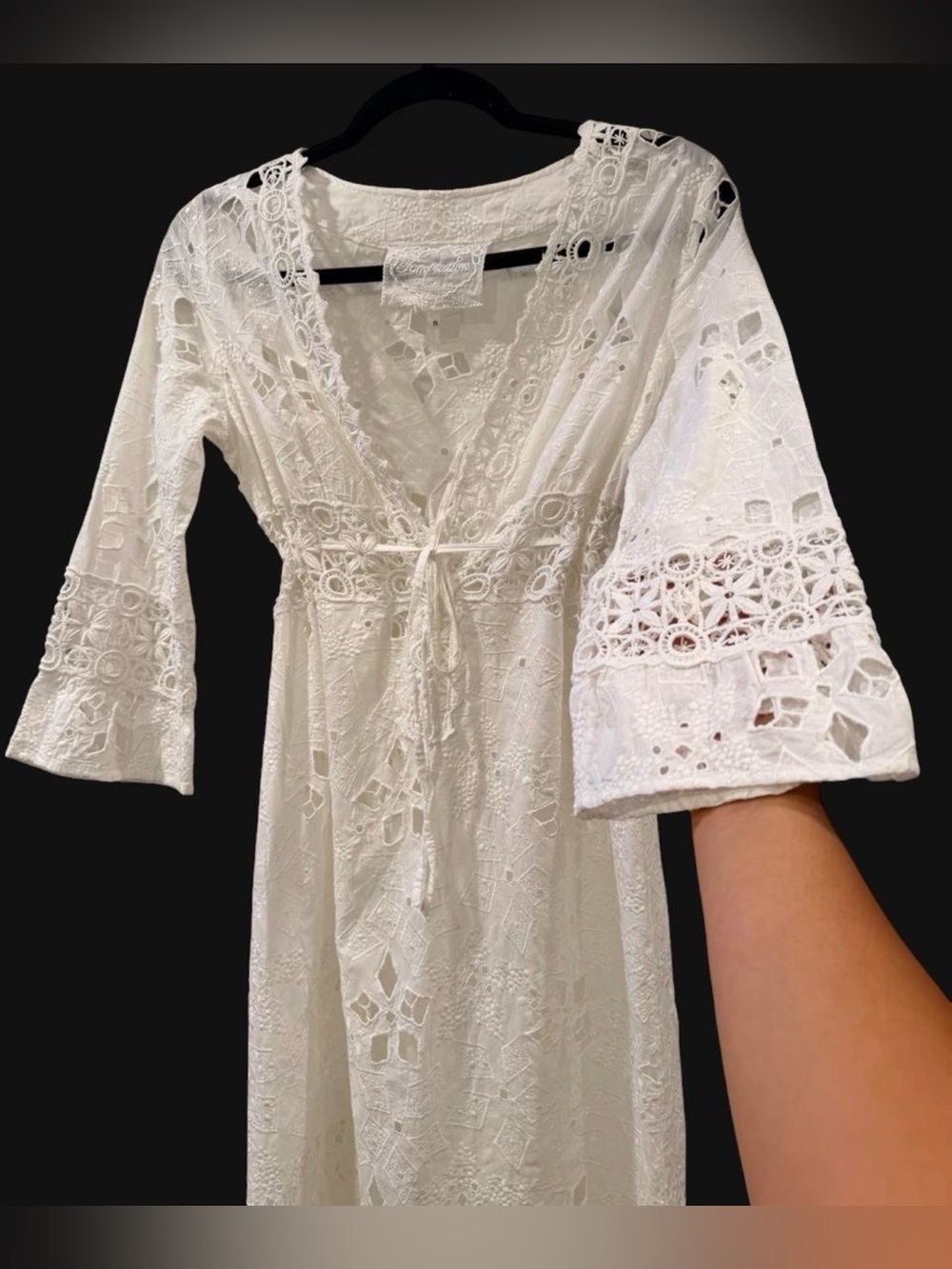 Temptation Positano White Lace Eyelet Maxi Dress Size S (Made In Italy)